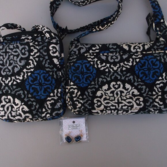 Vera Bradley 2-Piece Quilted Crossbody Set + NWT blue D’Bello Earrings,✈️ Travel - Picture 4 of 6